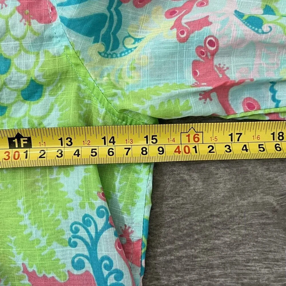Lilly Pulitzer Girl’s Brynn Tunic Top Size 10 Surf Blue Checking In Lizard Print - Picture 7 of 11